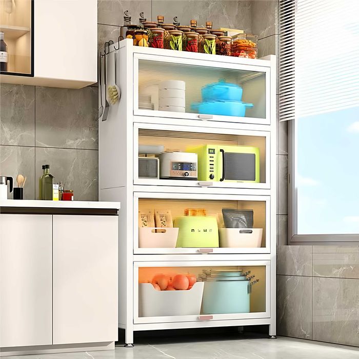 Mehmonxona uchun metall shkaf va stellajlar