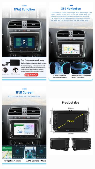 Navigatie  Android 6gb Ram,Dsp,Vw Passat/Golf/Polo/Skoda/Seat