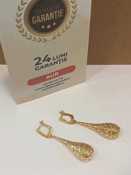 (AG41) Cercei  aur, 14k b51857 Certificat de garantie
