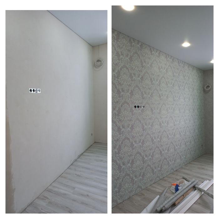 Поклейка обоев и галтель