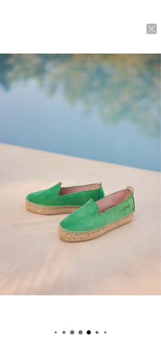 Espadrile verzi din piele intoarsa MANEBI