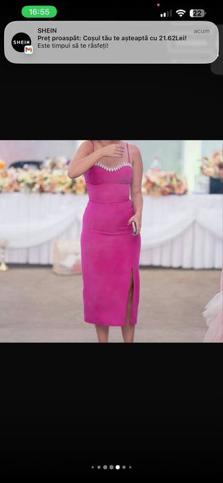 Rochie midi roz si pietre