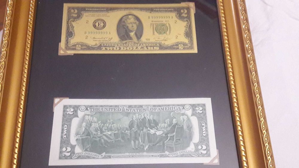 2 доллара США. В рамке. Сувенир.