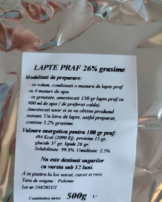 Lapte praf pentru prajituri - 5 buc - 12 lei buc