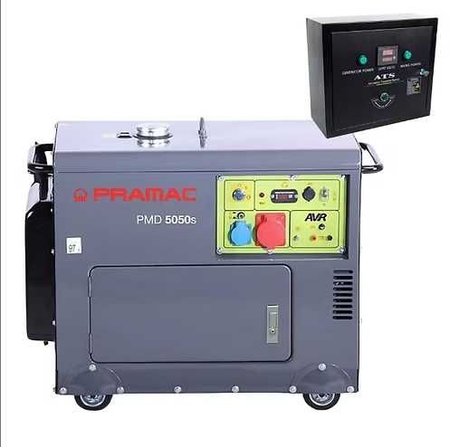 Generator de curent trifazic 400V diesel 4 kW PRAMAC PMD5050s cu ATS