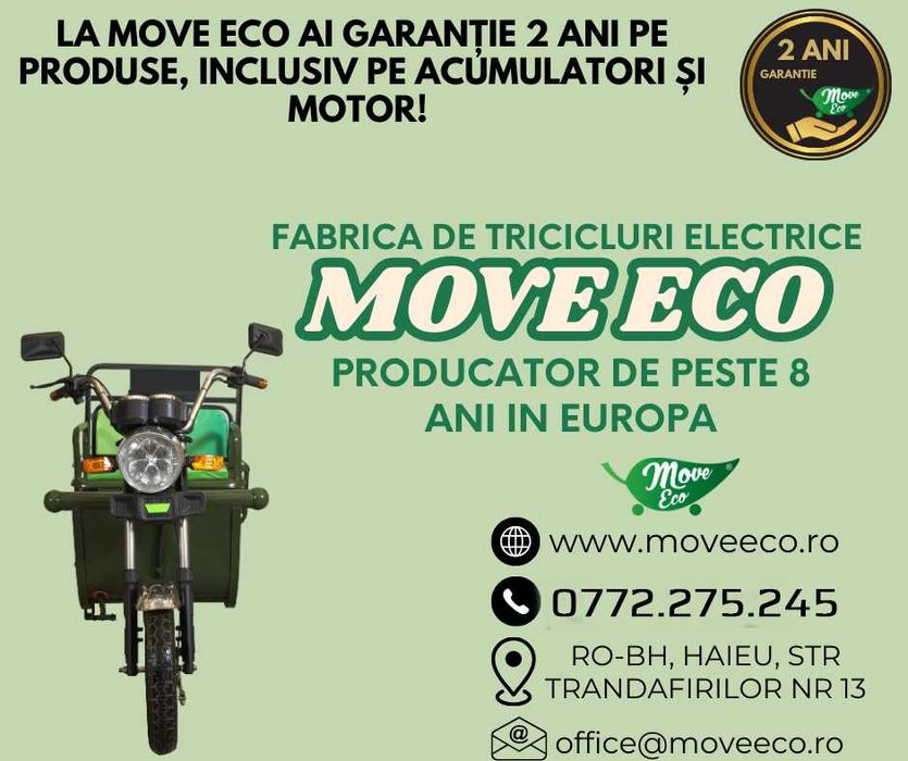 Tricicleta Electrica Basculabila CARGO250 MoveECO 2 PERSOANE