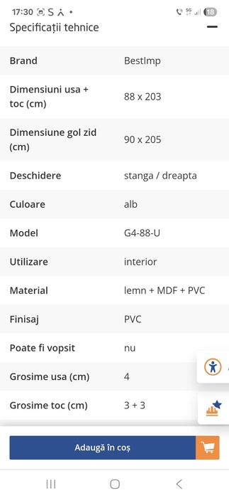 Usi interior dimensiune 88×203 si 68×203