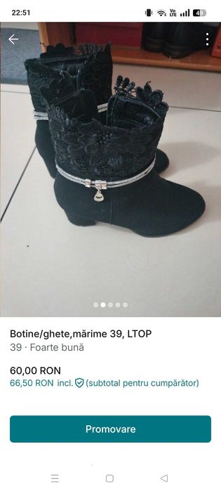 Botine/ghete dama mărime 39