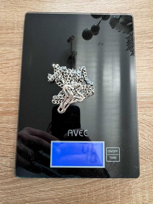 Сребърен ланец Панцер с кръст