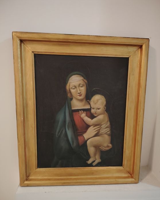 Ulei pe panza o lucrare veche de o foarte bună calitate după Raphael , dimensiuni 58 cm cu 47