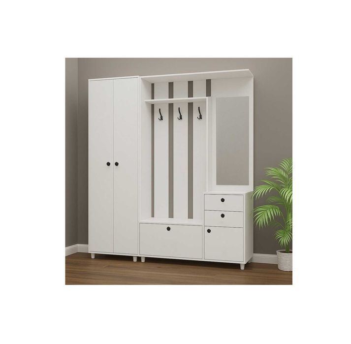 Акция! Новая прихожая Прихожая Жануя правый белый от АЗИЯ СКЛАД