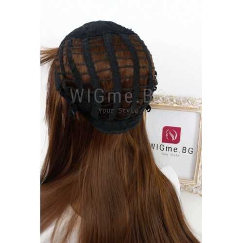 Дълга права кестенява перука с бреон Аделина