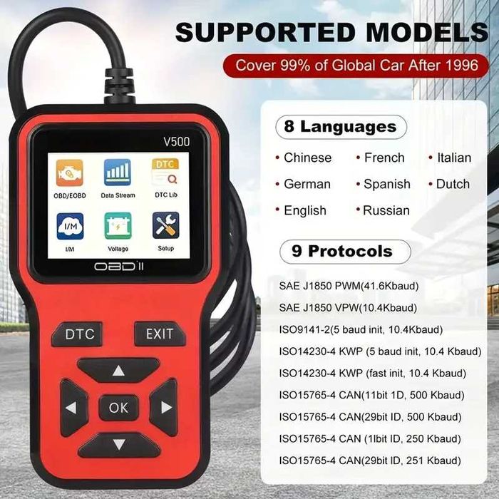 Tester auto diagnoza OBD2 citire stergere coduri V500