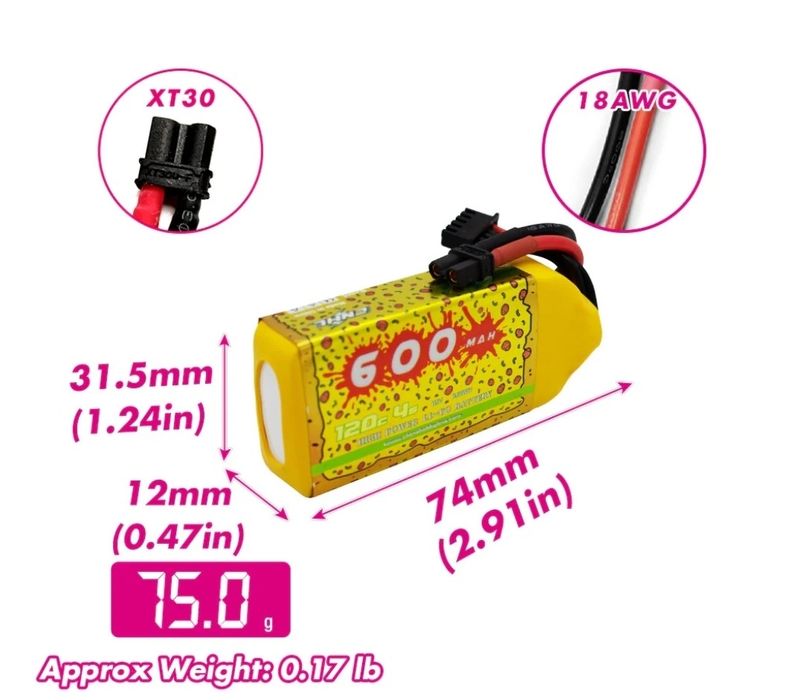 Продавам LiPo батерии CNHL Pizza Series 600mAh 4S 100C – Налични
