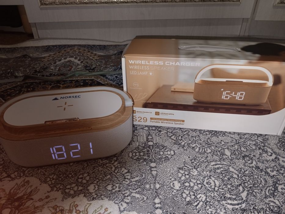 Портативный многофункциональный будильник, колонка, лэд подсветка s29