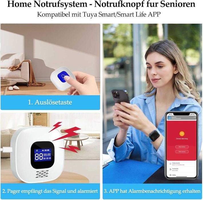 Buton SOS cu alarmă și aplicație mobilă