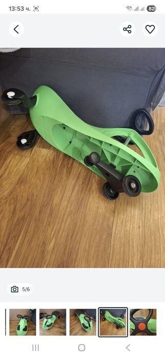 Триколка с кормило Bigjigs - Didicar, зелена