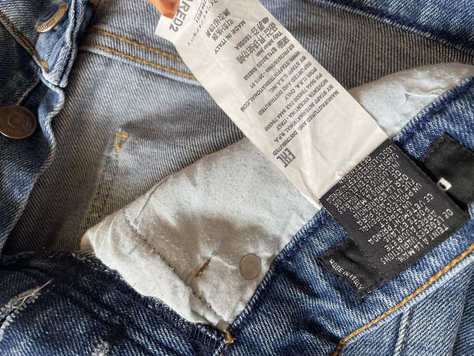 Blugi Dsquared2 Slim Fit barbati marimea 31 albastri cu rupturi aspect distrus Made in Italy