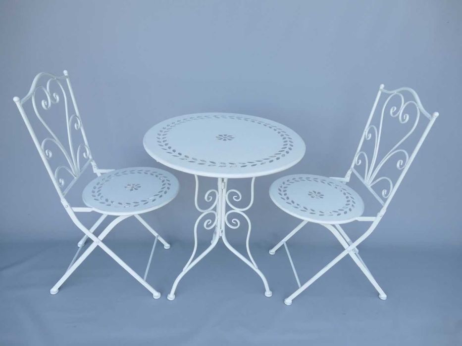 set masa si scaune de gradina, 2 scaune si o masa, fier forjat, verde