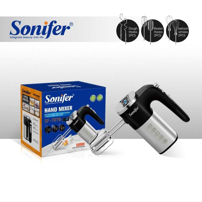 Многофункциональный МИКСЕР  Sonifer SF-7078 для теста, 500 Вт, 3в1 mi4