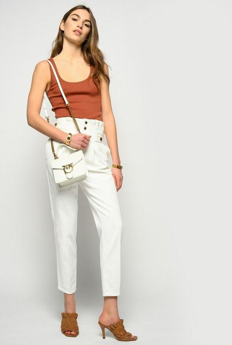 Pinko бели дънки с висока талия