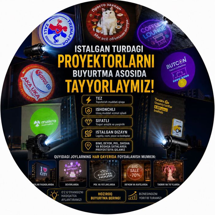 Logotipingiz Uchun Tashqi PROEKSION Reklama— Kuchli va esda qoladigan