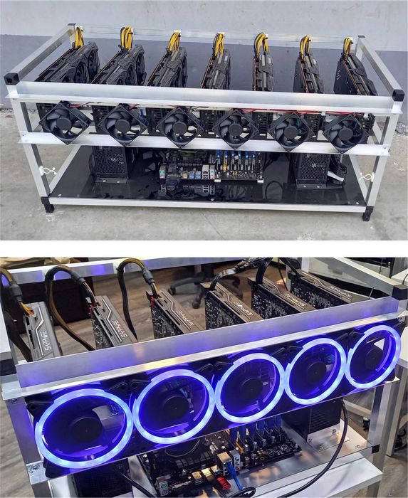 Carcasa RIG AI mining / cadru Open Air rack minare placi video ETC RVN ETH BTC MachineLearning