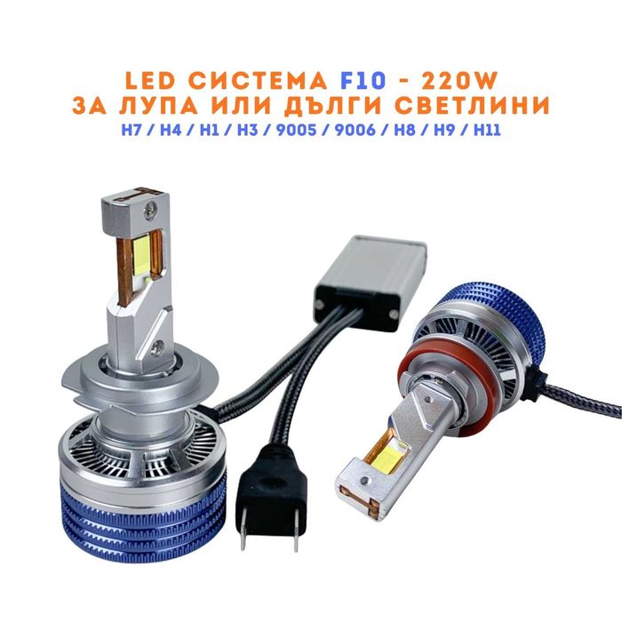 +400% Висока мощност 220W LED Крушки F10 лед диодни H1 H3 H4 H7 Canbus
