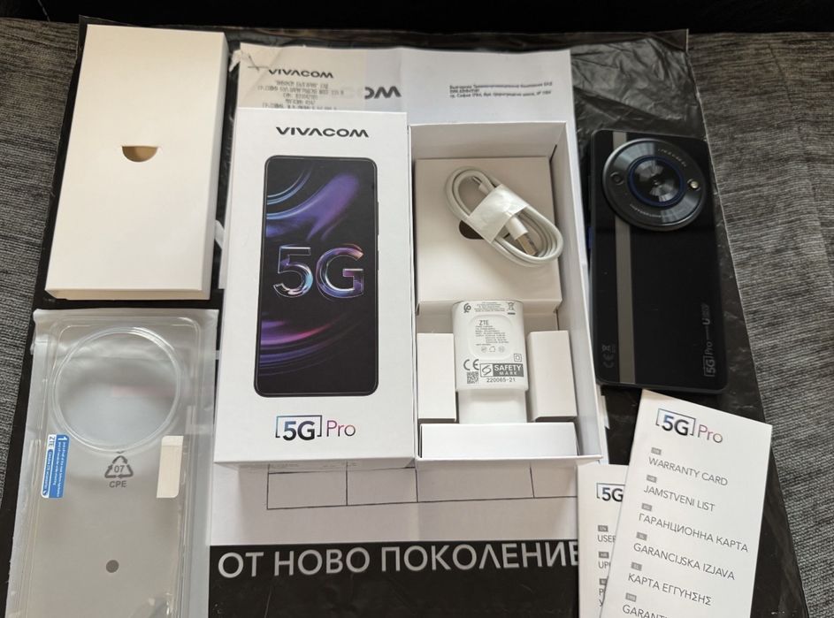 ЧИСТО НОВ 256GB ZTE 5G Pro Phone U25 Vivacom Гаранция 2027г. Black