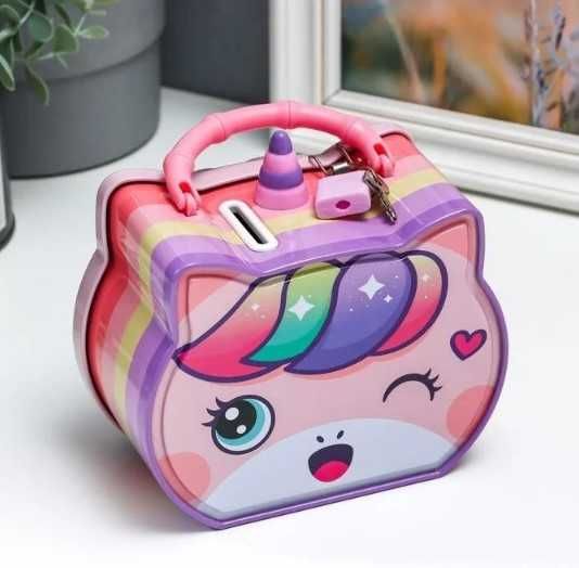 Копилка металл с замочком "Единорожка" | Kapilka