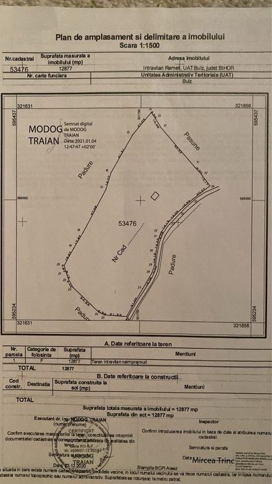 Teren intravilan 12.800 mp investitie