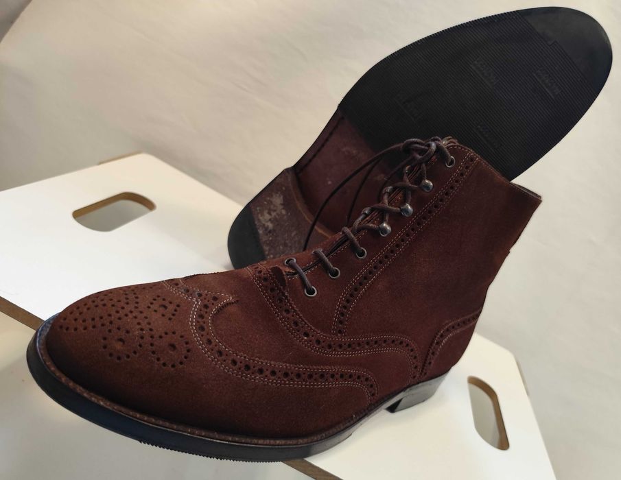 Ghete lace up 42.5 43 de lux Fratelli Rosetti lucrate manual piele nat