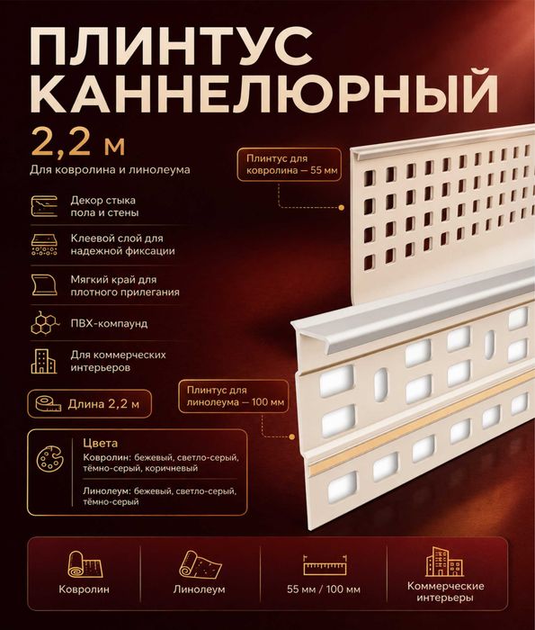 Плинтус каннелюрный IDEAL  в Алматы