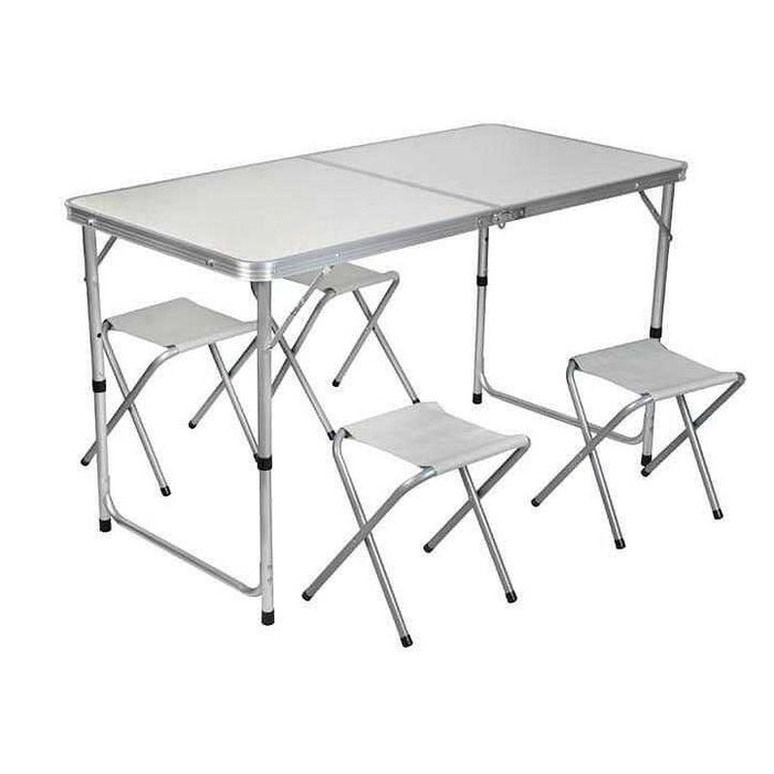 Сгъваема къмпинг маса с 4 стола, 120см х 60см