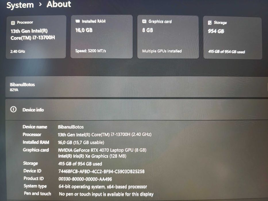 Laptop Gaming Lenovo Legion Slim 5 | i7-13700H | RTX 4070 8GB | 16GB RAM | 1TB SSD | 2K 165Hz | Win 11 Pro | Garantie Emag