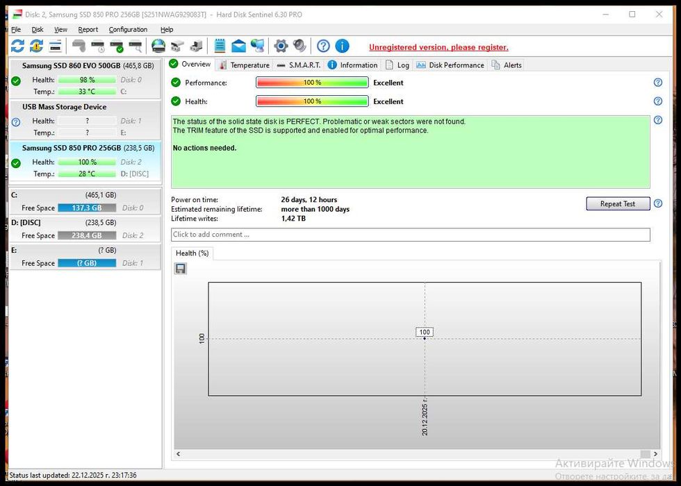 Диск Samsung 850 PRO, 256 GB, SSD SATA III, 2.5"