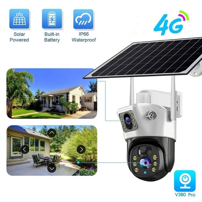 V380 pro Smart Solar camera,Камера на Солнечной батареи, 4G Сим карта