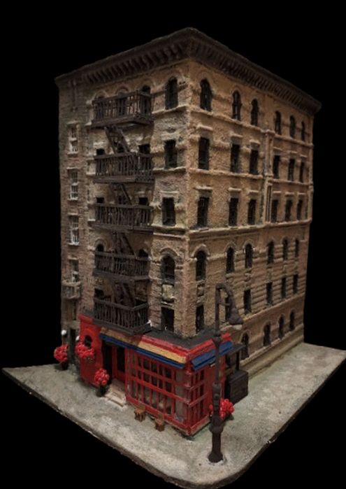 Арт интерпретация на емблематичната ъглова фасада от сериала приятели