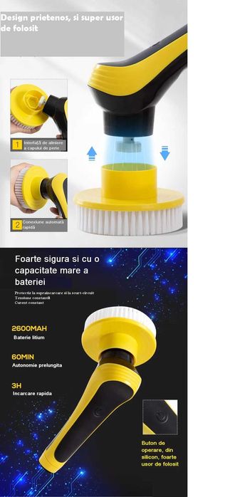 Perie electrica bucatarie, baie, masina, rezistenta la apa, 300RPM