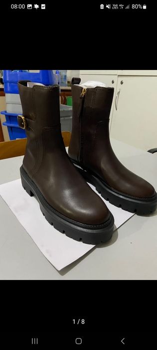 Новые кожаные ботинки Massimo Dutti на массивной подошве