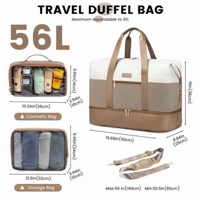 Geantă de călătorie LOVEVOOK, mare, compartiment pentru pantofi