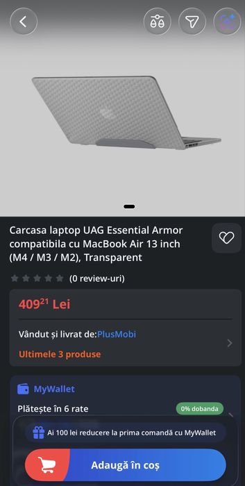 Husa/ Carcasa laptop UAG Essential Armor compatibila cu MacBook Air 13 inch (M4 / M3 / M2), Transparent