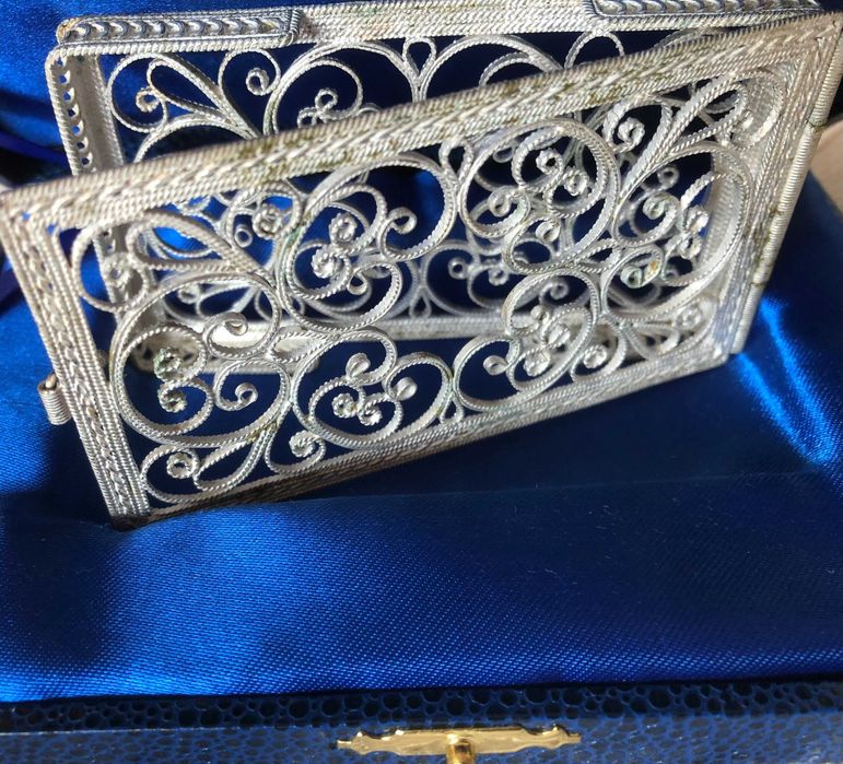 Визитник, руски сребърен филигран, ръчна изработка, сертификат, нов