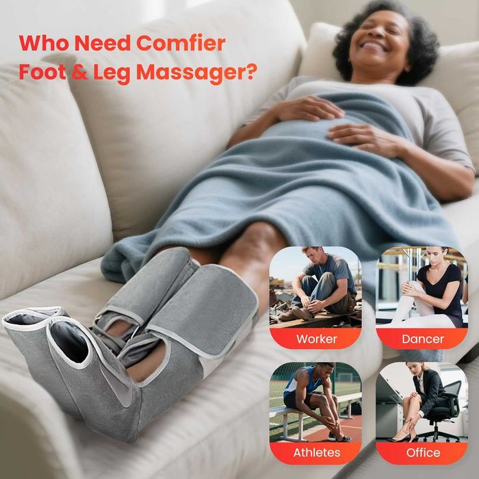Масажор за крака COMFIER с топлина и компресия, 3 интензитета, 2 режима