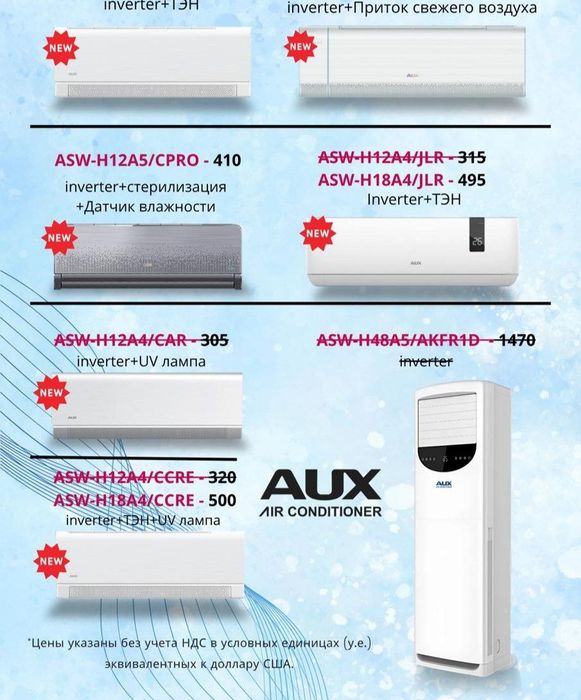 Кондиционер Aux 12/CCRE/Invertor/ten/UV лампа/ доставка есть