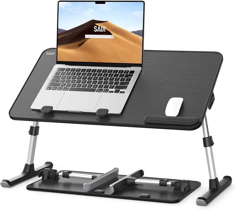 Masă laptop SAIJI pliabilă reglabilă 52x30 cm până la 17” – Neagră