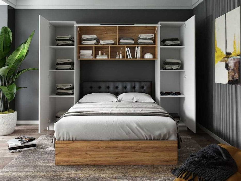 Set Dormitor Timea 2.56m cu pat tapitat Wenge incadrat