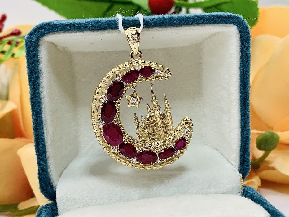 Дизайнерский золотой кулон – Мусульманский полумесяц