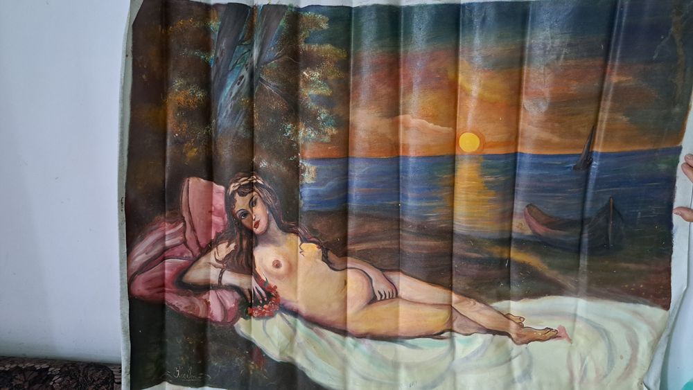 Pictura tablou panza ulei nud