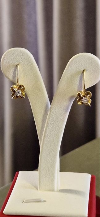 Золотые серьги СССР,750  проба с бриллиантами